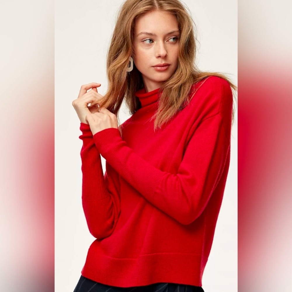 Aritzia Wilfred Cyprie Red Merino Wool Mockneck Sweater